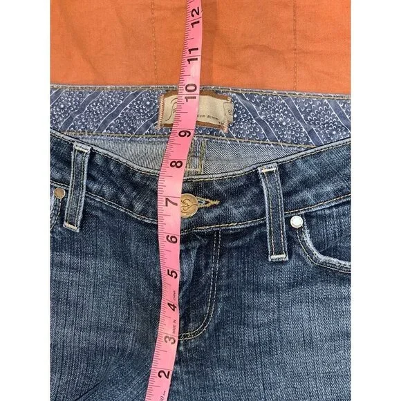 Paige Vintage Y2K  Blue Denim Canyon Low Rise Embroidered Flare Jeans Women's Si - Picture 9 of 12
